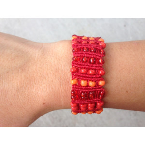 Red and Orange Macrame Bracelet