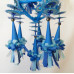 Set of 4 Folk Art Ornaments - Blue