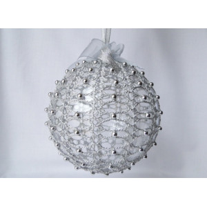 Crocheted Christmas decoration - silver ball