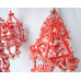 Set of 6 Folk Art Ornaments - Red
