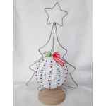 Crocheted Christmas decoration - white, red and green, hanging tree ornament