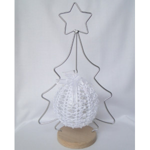 Crocheted Christmas decoration - white and pearl, hanging tree ornament