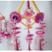 Set of 4 Folk Art Ornaments - Pink