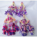 Set of 4 Folk Art Ornaments - Purple