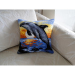 Beautiful Cross-stitch pillow: "Dolphin"