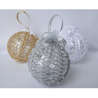 Set of 3 Crocheted Christmas decorations - gold, silver and white